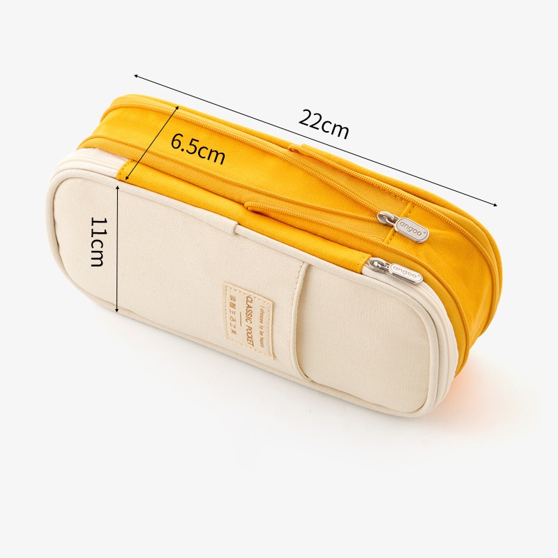 Hộp bút vải canvas Unicoo túi bút double pen case bóp viết nhiều ngăn đa năng 6 màu dung tích lớn