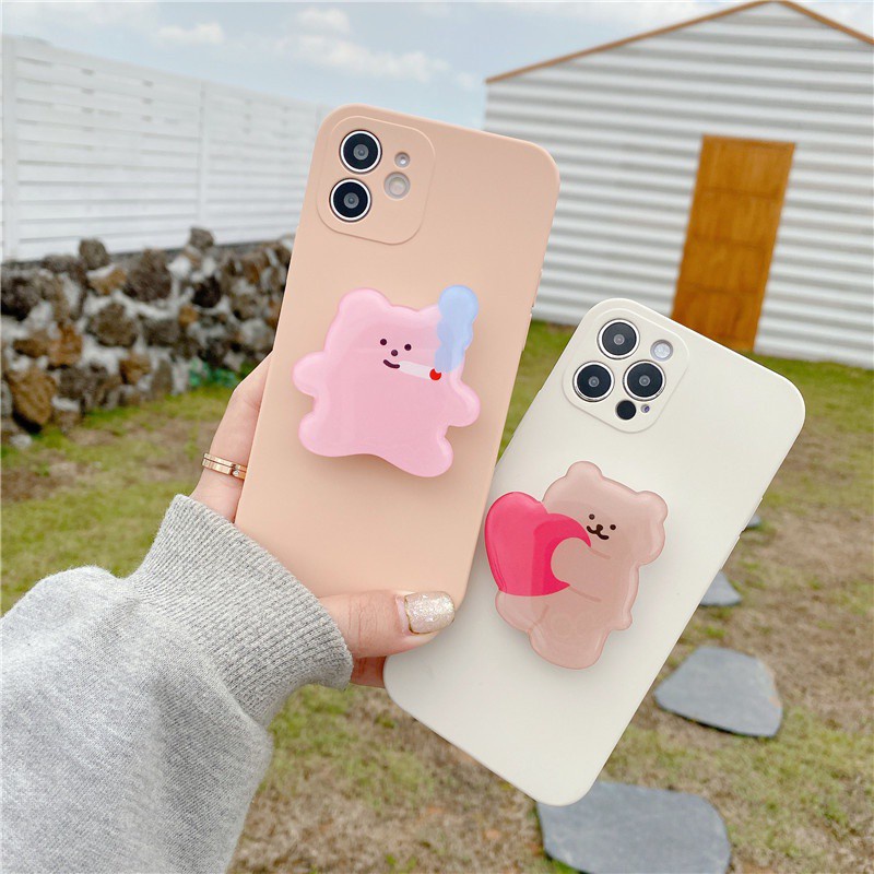 Ốp Điện Thoại Có Giá Đỡ Hình Gấu Hàn Quốc Cho Iphone 5 5s 5se 6 6s 7 8 Plus X Xs Max Xr 11 Pro Max 12 Mini