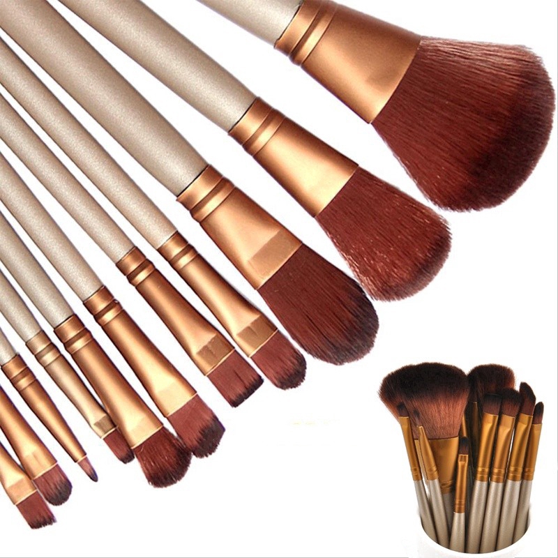 [Hàng mới về] Set 12 cọ trang điểm đánh phấn nền kẻ mắt đa năng chuyên dụng tiện lợi