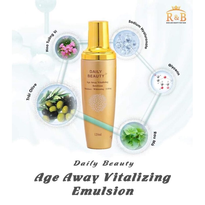 Bộ tứ đánh thức tuổi thanh xuân r&b Daily Beauty Age Away vitalizing mờ nám giảm thâm,cấp ẩm,nâng cơ chống nhăn hiệu quả