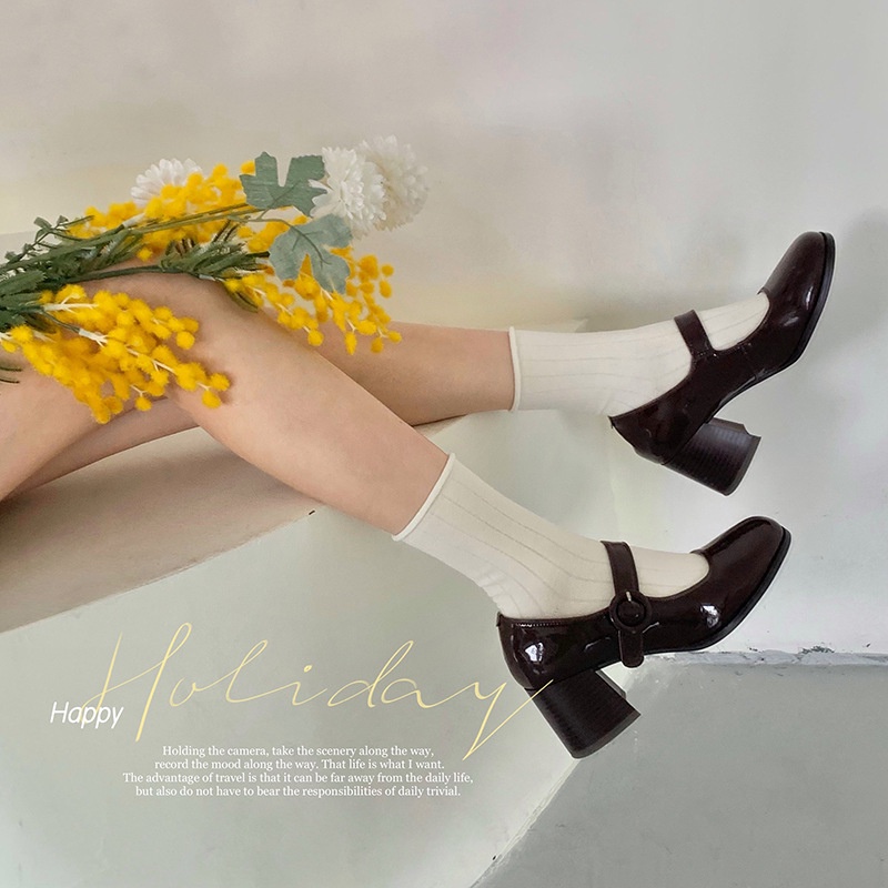 Vớ Ống Lửng Viền Cong Màu Sắc Kem Phong Cách Mùa Hè Mỏng Nhẹ