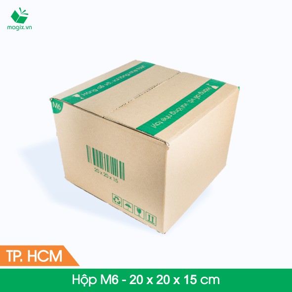 M6 - 20x20x15 cm - 60 Thùng hộp carton + tặng 25 decal HÀNG DỄ VỠ