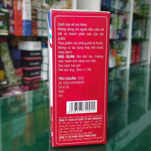 Fe+++ Unifrance - Hỗ trợ bổ sung sắt, vitamin cho phụ nữ mang thai (hộp 4 vỉ x 5 ống)