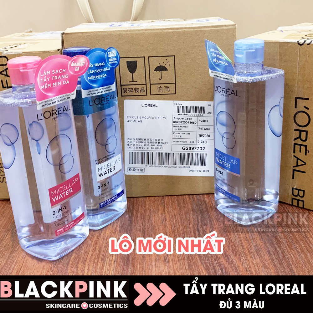 Nước tẩy trang Loreal 400ml - L'Oreal Paris 3-in-1 Micellar Water, nhẹ nhàng tẩy sạch cặn trang điểm | BigBuy360 - bigbuy360.vn