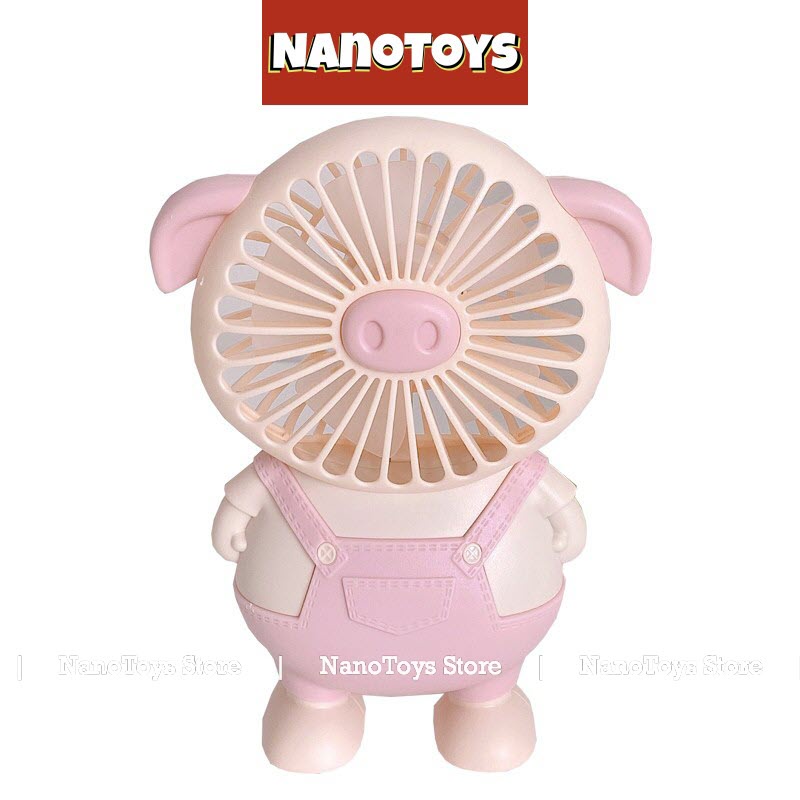 QUẠT USB MINI HÌNH HEO CON MÀU HỒNG - CÓ ĐÈN - CẨM TAY ĐỂ BÀN NHỎ GỌN - NANOTOYS STORE