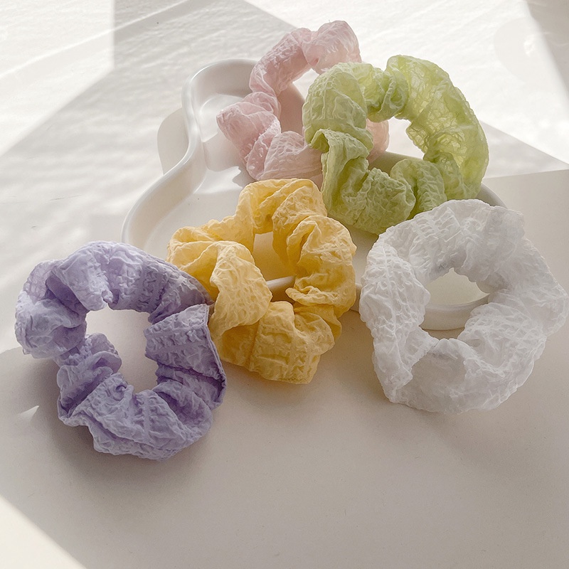Srunchies vải nhún màu trơn hàn quốc đơn giản dễ thương S10
