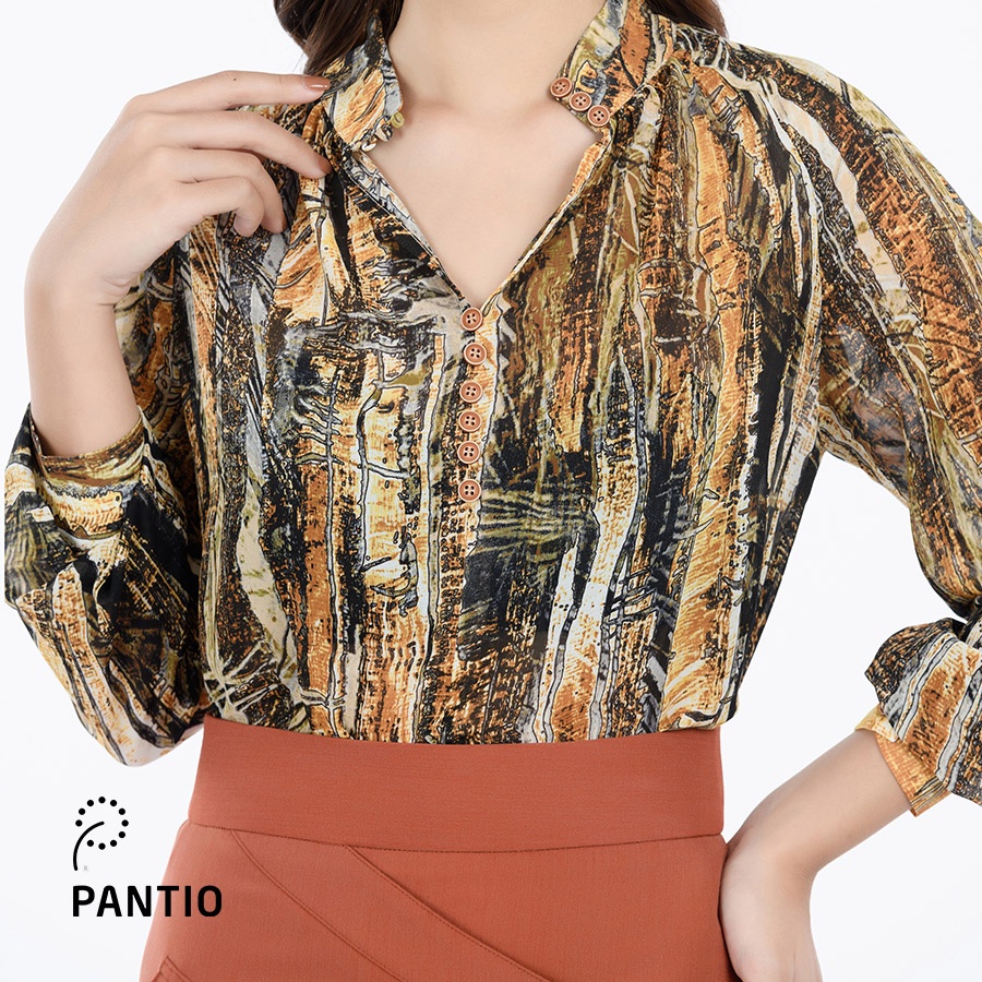 FAS52768 - Áo sơ mi chất lụa mát hoạ tiết thời trang - PANTIO
