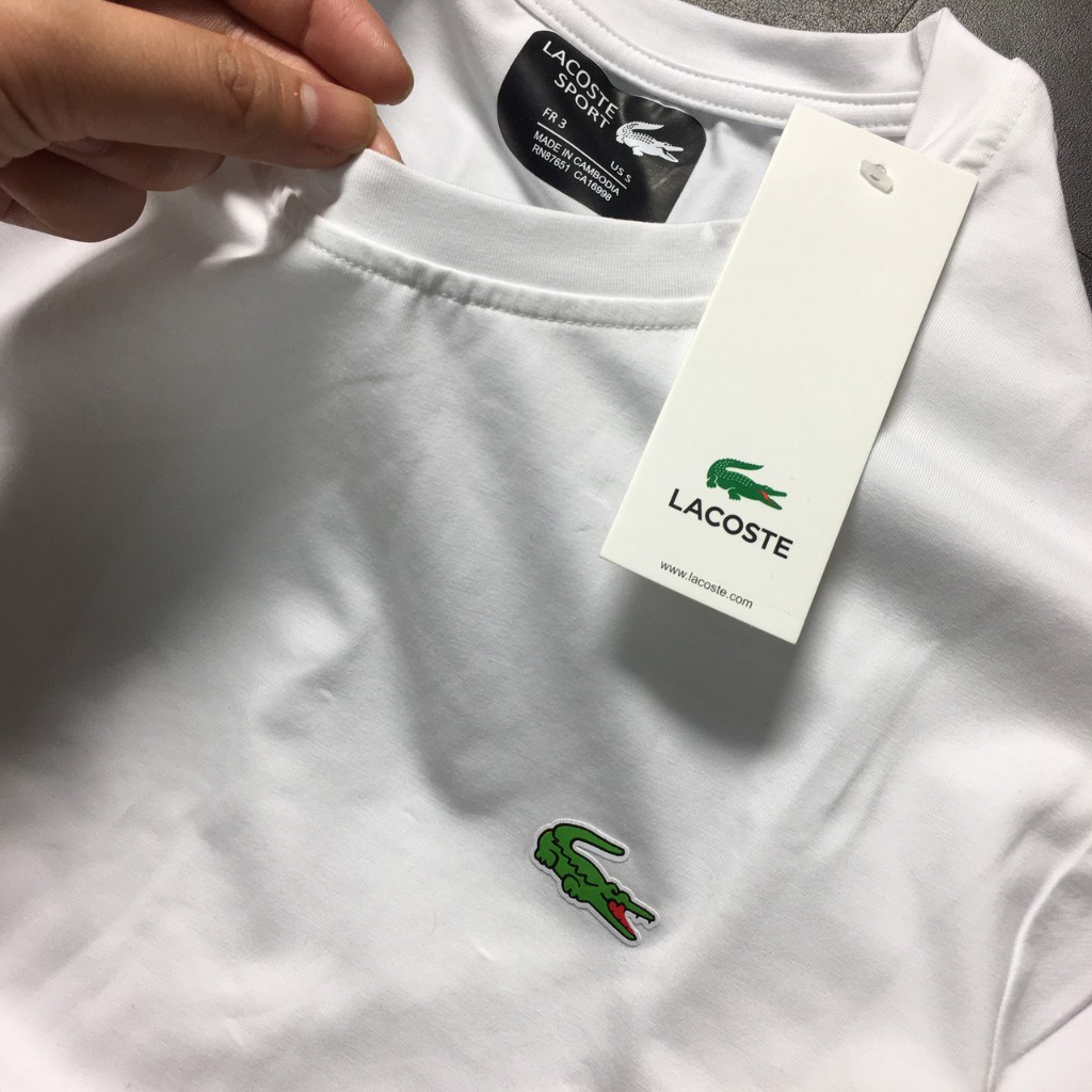 Áo thun dài tay cổ tròn nam - cotton co giãn 4 chiều - 2 màu : Trắng - Đen - thương hiệu con cá sấu - Hàng nhập khẩu
