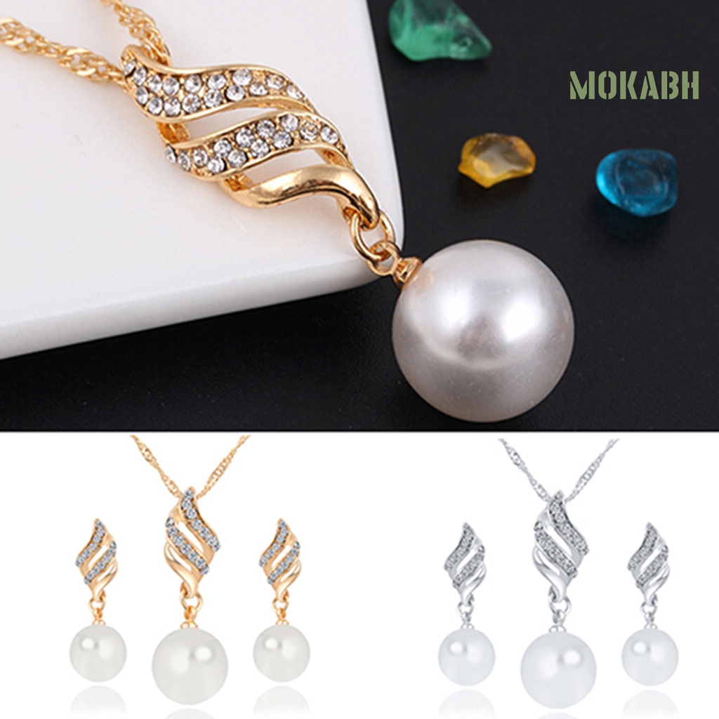 &lt; Bộ Phụ Kiện &gt; Bông Tai Ngọc Trai Giả Bằng Hợp Kim Bền Màu Sắc Thanh Lịch Chất Lượng Cao Cho Du Lịch