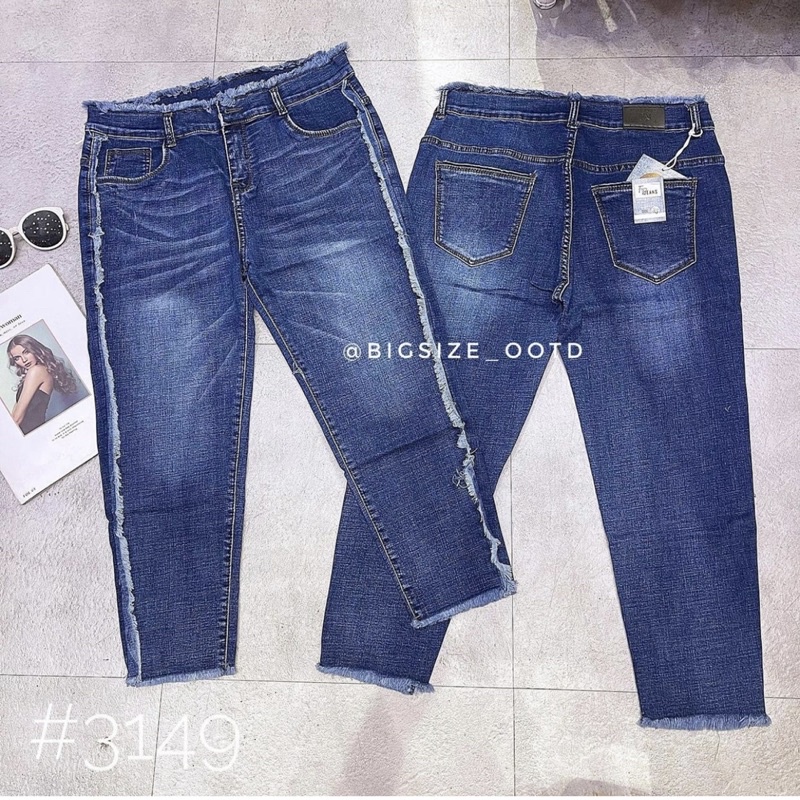 Quần jean 9 tấc bigsize sườn tua