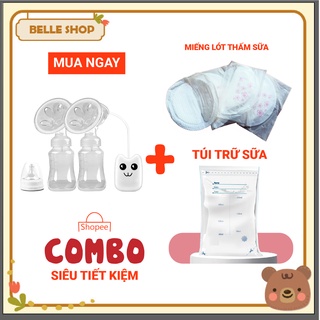 [GIÁ SỈ] Combo 3 Món Máy Hút Sữa Điện Đôi, Túi Trữ Sữa Và Miếng Lót Thấm Sữa Tiện Lợi Cho Mẹ