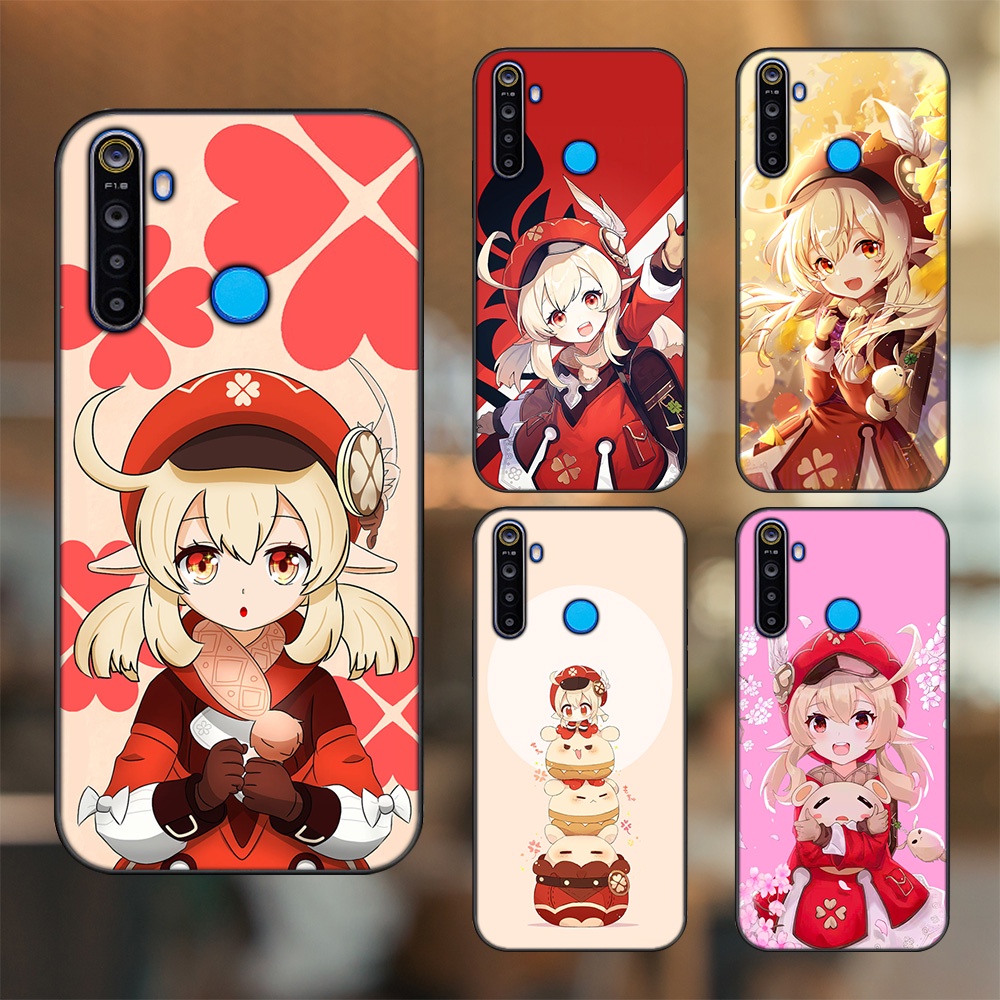 Ốp lưng Realme 5, 5 Pro viền đen in hình Klee Genshin Impact