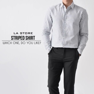 [ROUTINE] Áo sơ mi dài tay nam sọc nhỏ màu Xám vải oxford form fitted