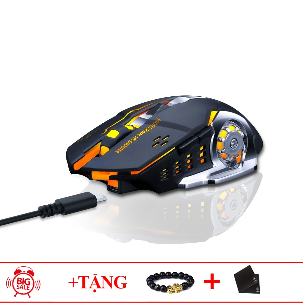 Chuột không dây game thủ Led RGB nhiều màu siêu đẹp + Tặng lót chuột và vòng tay thời trang