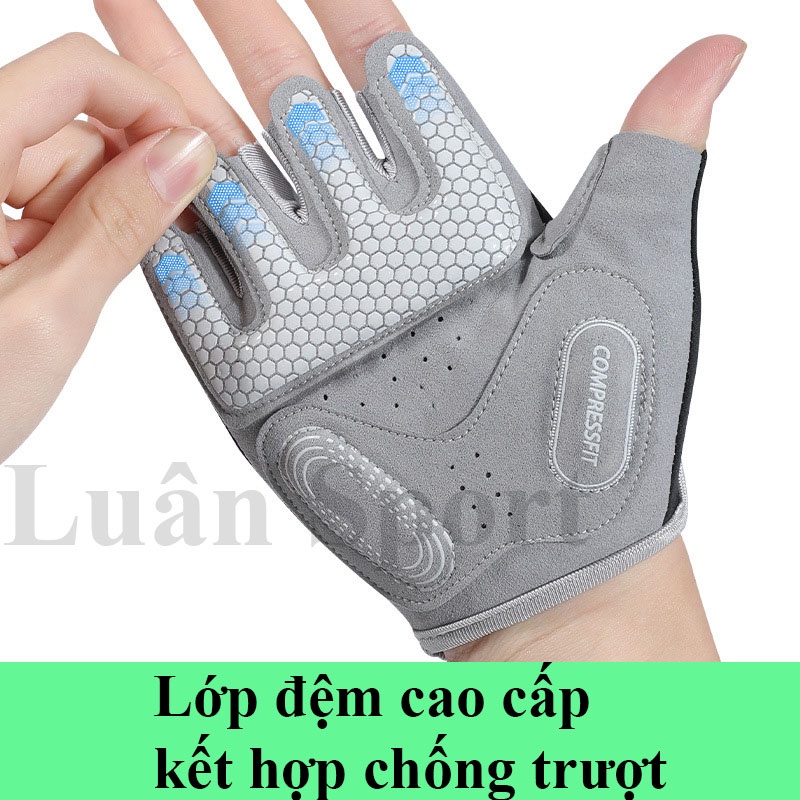 Găng tay thể thao có đệm 3 điểm lòng bàn tay - Găng tay tập Gym chính hãng Rexchi - Chống chai tay