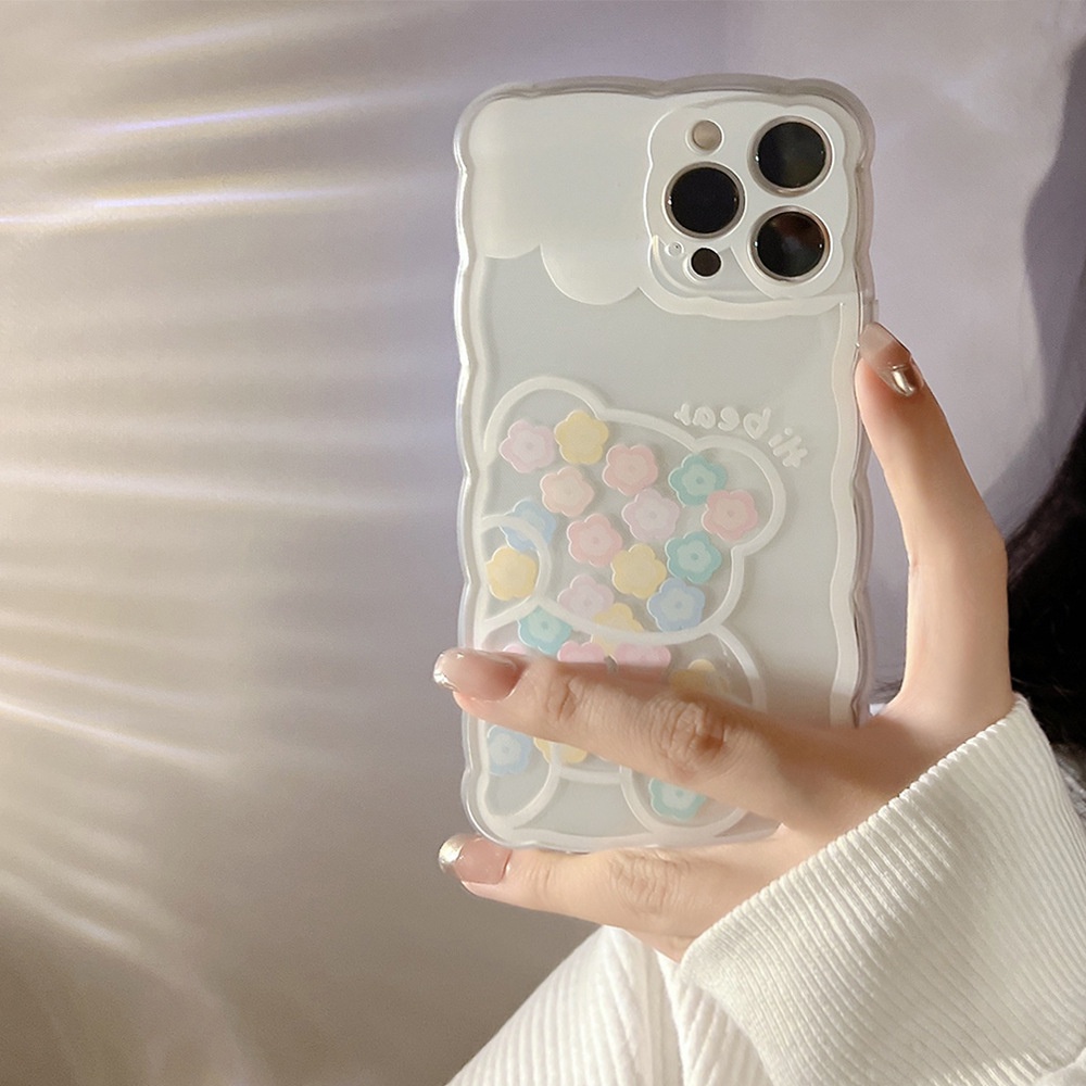 Ốp Điện Thoại Họa Tiết Hoạt Hình Chú Gấu & Hoa Xinh Xắn Cho iphone 7 8 plus x xr xs 11 12 13 14 15 mini pro max se 2020