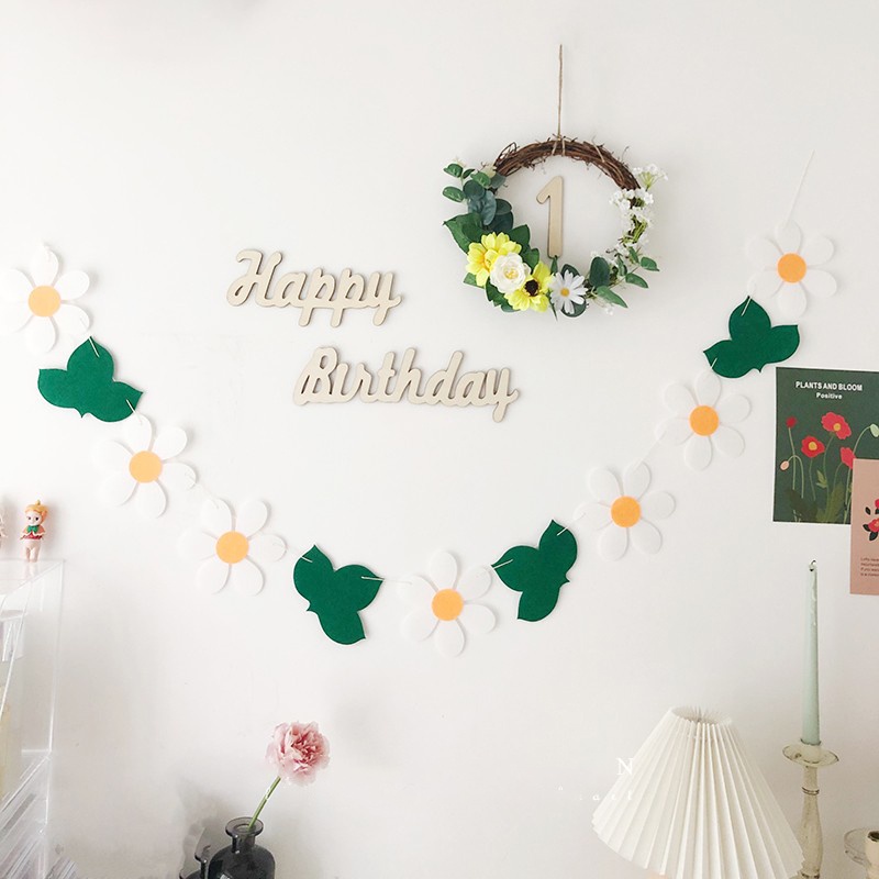 Dây Cờ Treo Trang Trí Tiệc Hình Hoa Cúc Xinh Xắn