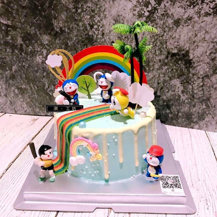 Bộ 6 mô hình nhân vật hoạt hình Doraemon đáng yêu dùng để trang trí bánh kem