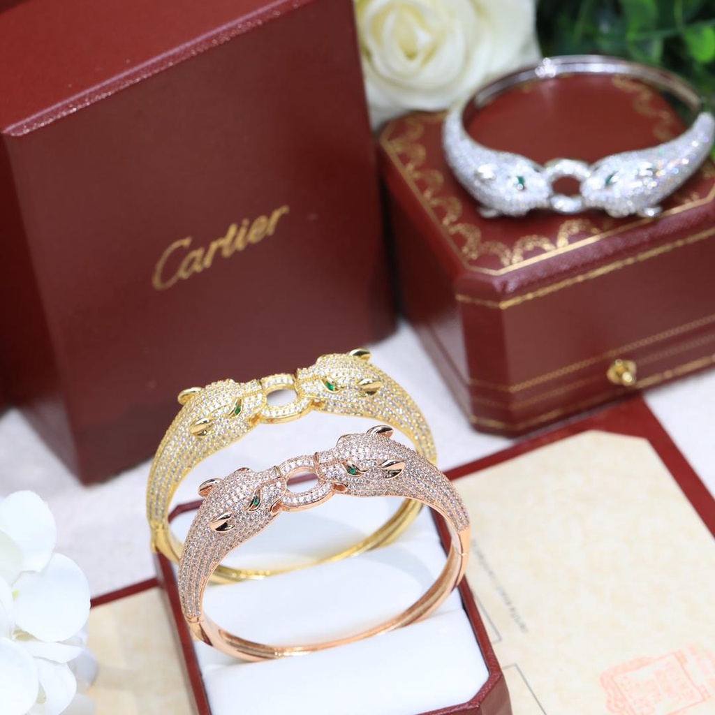 Vòng Tay Đôi Hình Đầu Báo Bằng Thép Không Gỉ Sang Trọng Cho Nữ