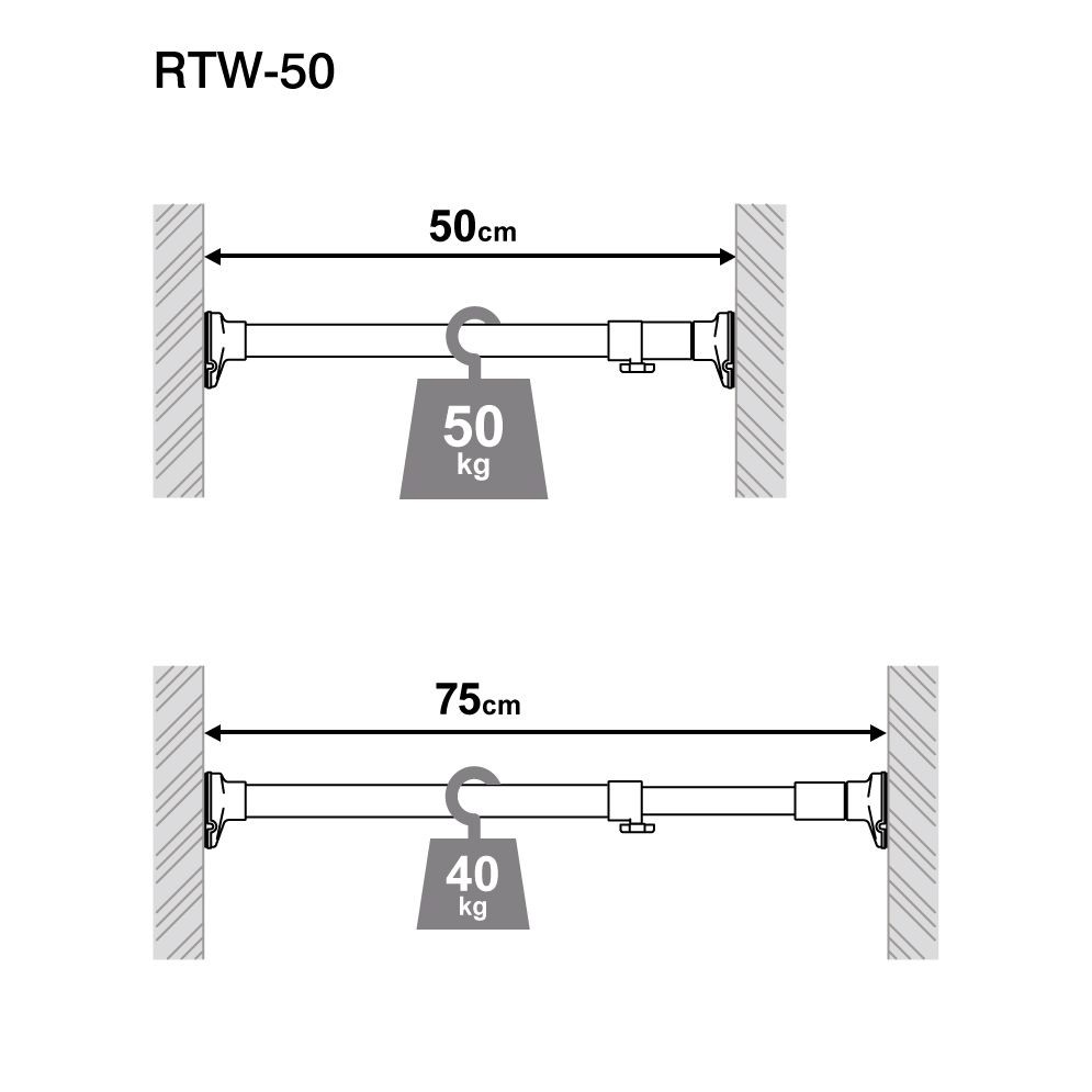 Thanh treo không cần khoan vít Heiman (đế vuông, 50cm kéo dài75cm)