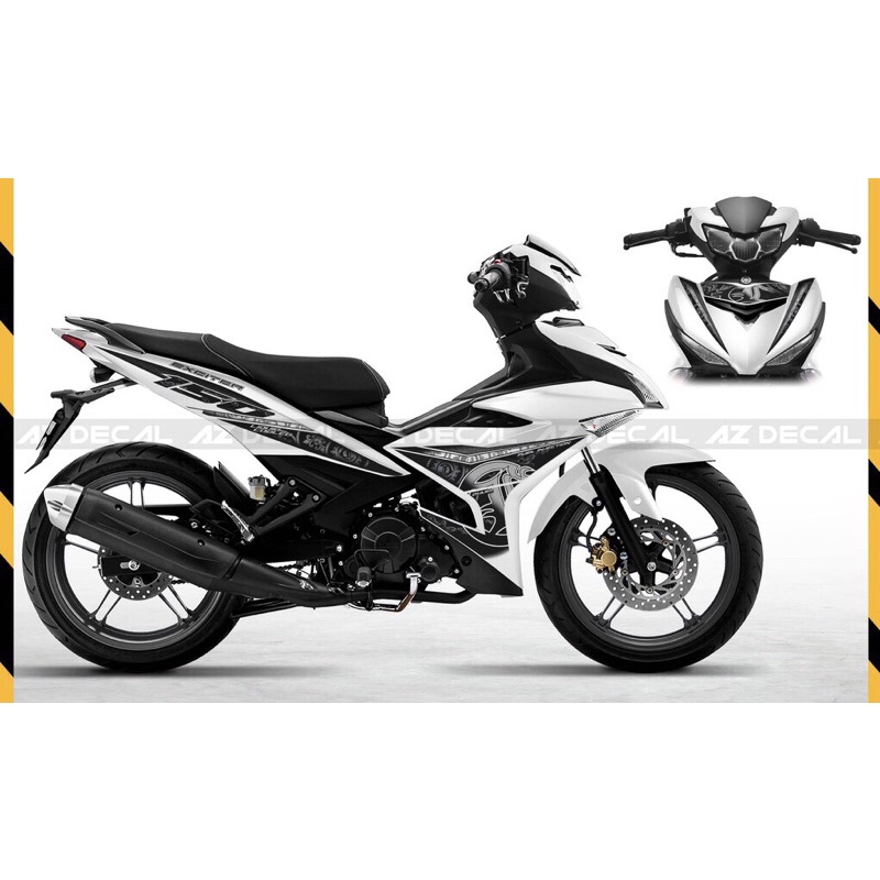 Tem Trùm Exciter 150 Trắng Mẫu Hoạ Tiết- Có Thể Làm Thành Tem Rời