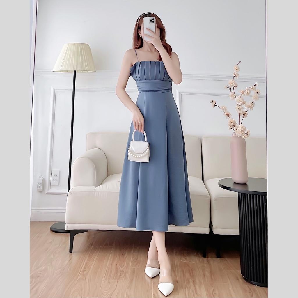 Váy maxi 2 dây xòe dài thiết kế cao cấp dự tiệc trẻ trung xinh xắn HN Clothing V7