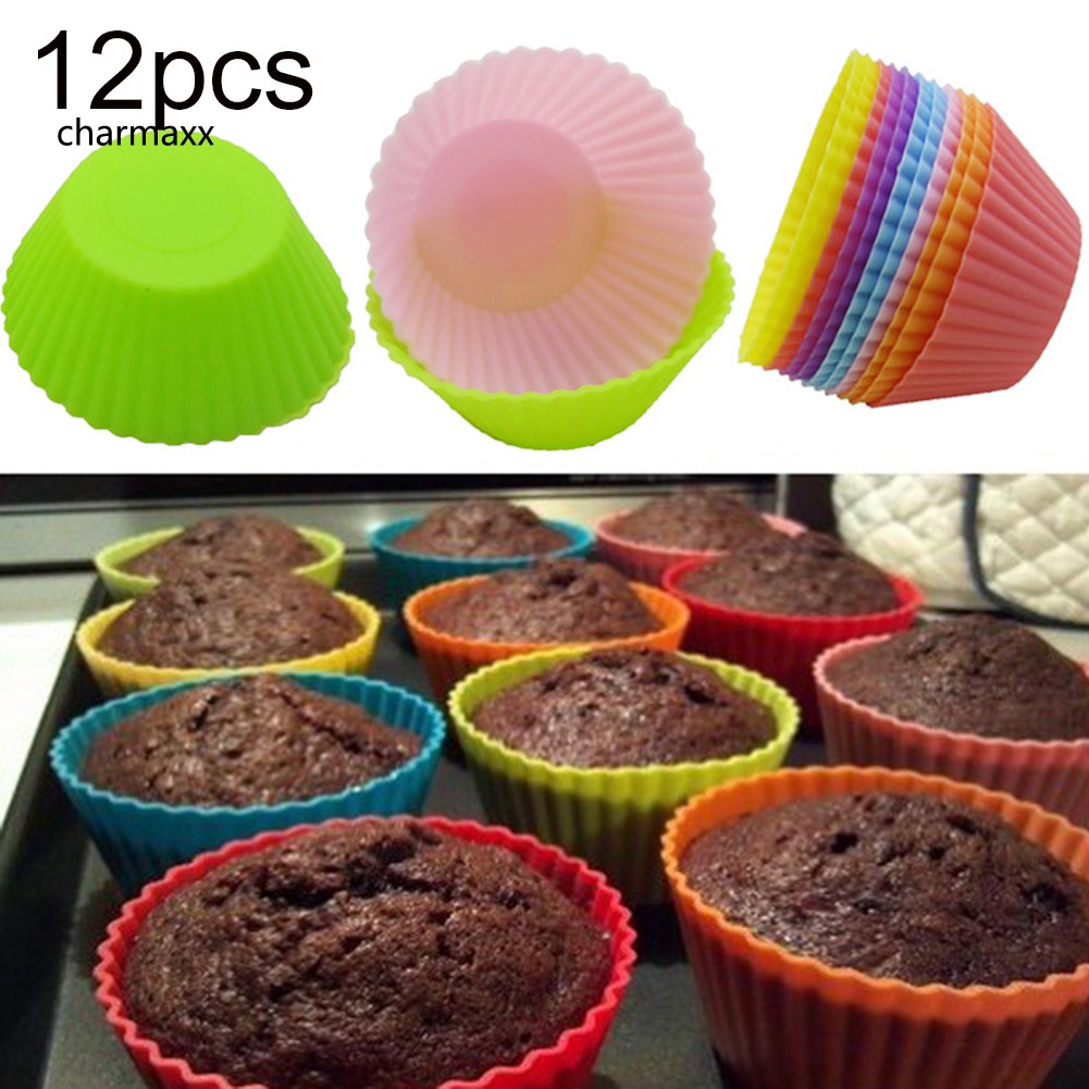 Set 12 Cốc Silicon Làm Bánh Cupcake