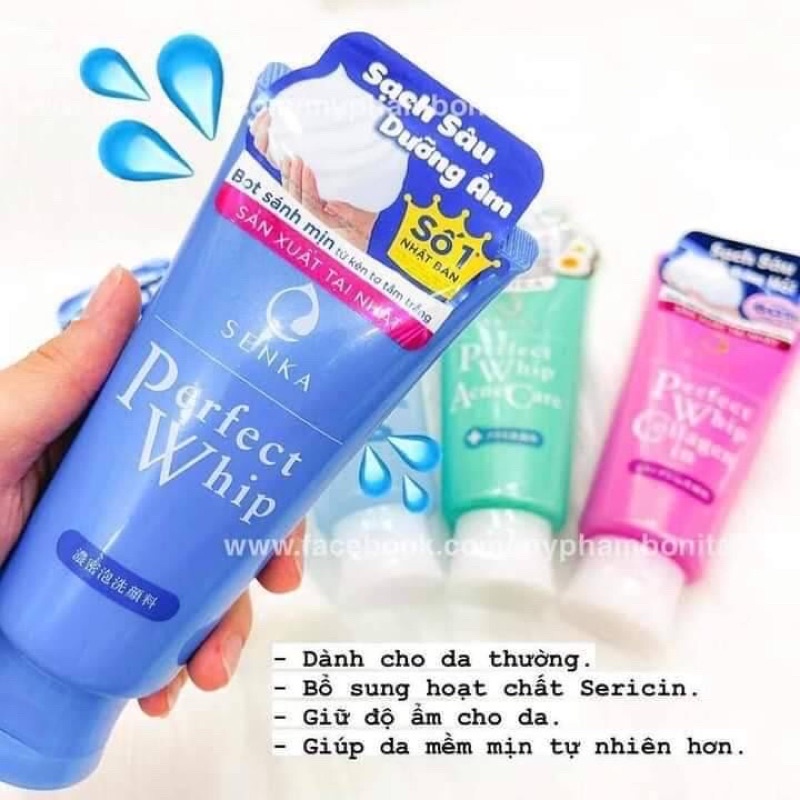 Sữa rửa mặt tạo bọt chiết xuất tơ tằm trắng Senka Perfect Whip
