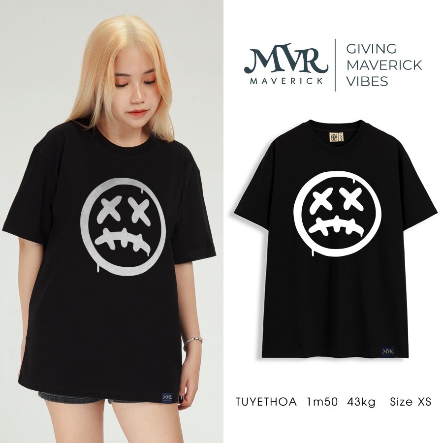 Áo thun nam nữ Icon mặt trắng MVR size rộng tee Mỹ KK4064