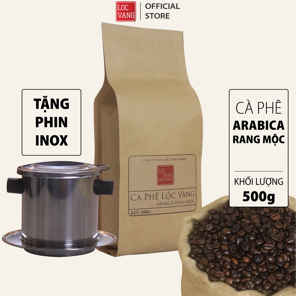 Cà Phê Lộc Vàng ARABICA RANG MỘC Nguyên Chất Cafe Rang Xay Bột Pha Phin Và Nguyên Hạt 500g | BigBuy360 - bigbuy360.vn