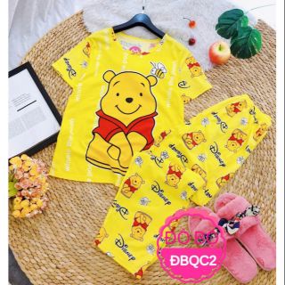 Đồ bộ thun in hình hoạt hình siêu dễ thương quần dài size dưới 65kg