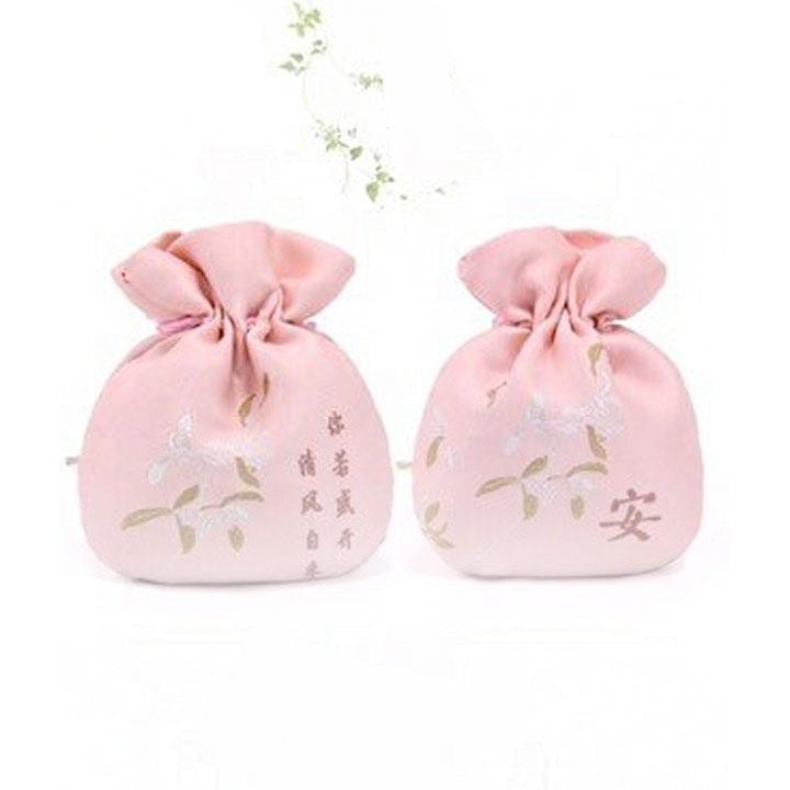 ( nhã ) Túi thêu hầu bao cổ trang đựng tiền hình hoa sen trúc liễu trắng hồng vàng xanh đỏ quà tặng xinh xắn
