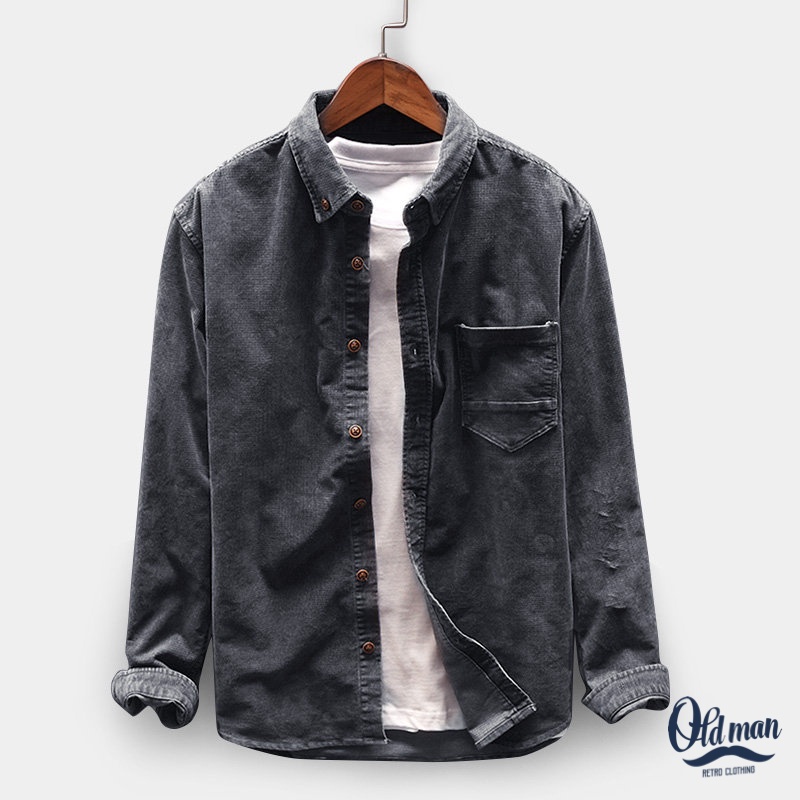 Áo Sơ Mi Tay Dài Có Túi Cổ Điển, Áo Khoác Vintage Phong Cách Retro Chất Liệu Nhung Tăm Nam Tính, Mạnh Mẽ, Cuốn Hút | BigBuy360 - bigbuy360.vn