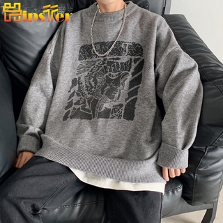 Áo Sweater Cổ Tròn In Hình Sáng Tạo Kiểu Hàn Quốc