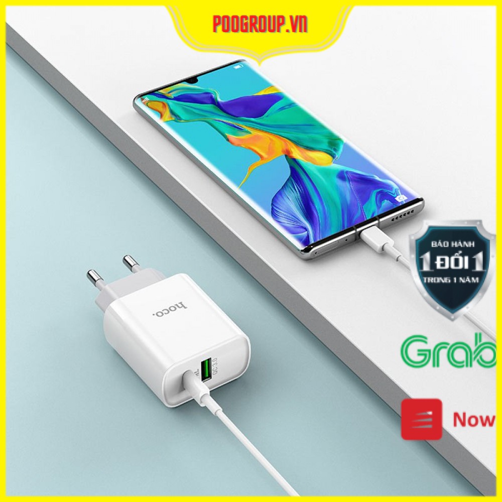 Bộ sạc HoCo  C80 2 Cổng   Kèm Cáp ✨ Hỗ trợ sạc nhanh QC3.0 ✨- Bảo Hành 1 đổi 1