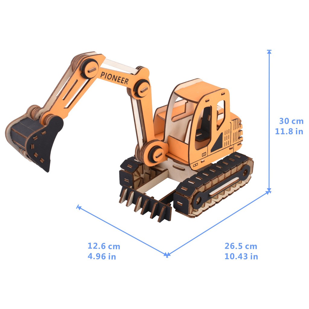 Đồ chơi lắp ráp gỗ 3D Mô hình Máy Xúc Excavator Laser