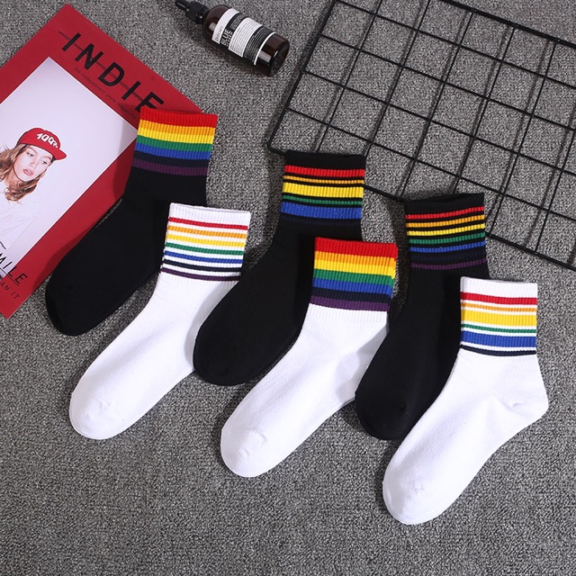 TL19 Tất vớ nữ màu cầu vồng unisex cá tính