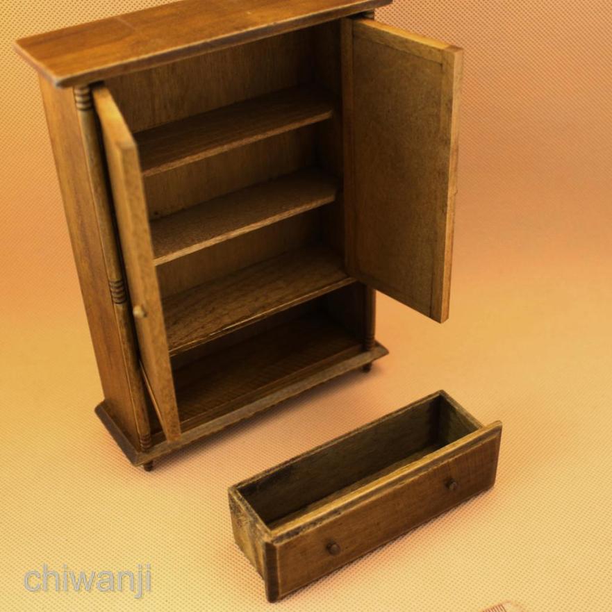 Tủ Quần Áo Bằng Gỗ Phong Cách Vintage Tỉ Lệ 1: 12 Trang Trí Nhà Búp Bê