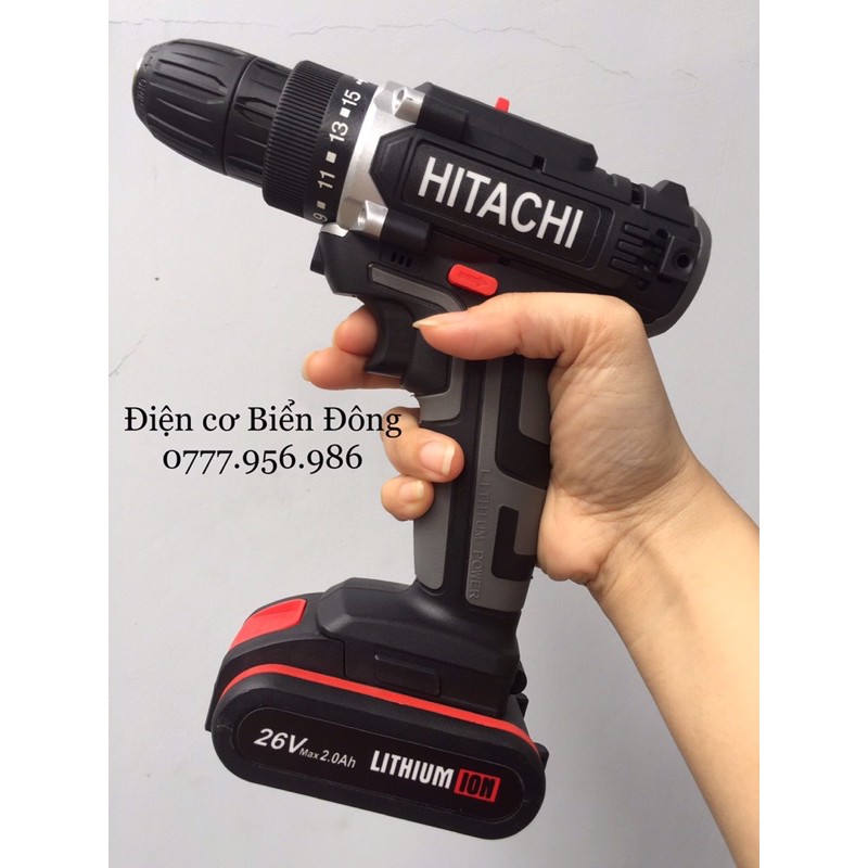 🥝 FREESHIP 🥝 Tặng đầy đủ phụ kiện Máy khoan pin Bêtông cầm tay HITACHI 26V Thái Lan