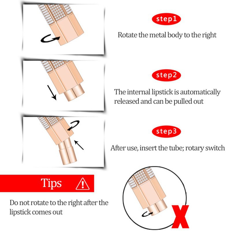 Son môi Leezi chống thấm nước có đính kim cương độc đáo