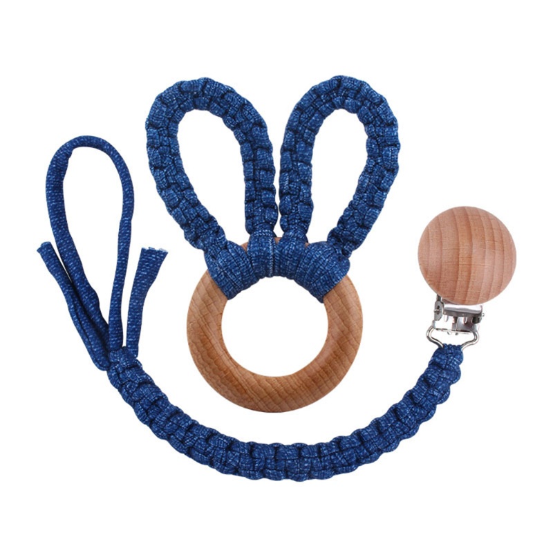 Set 2 Món Đồ Chơi Gồm Núm Vú Giả + Kẹp Tai Thỏ Đan Len DIY Dành Cho Bé