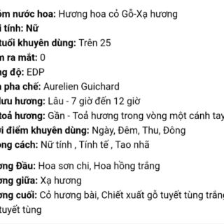 Perfume Nar trắng 10 ML