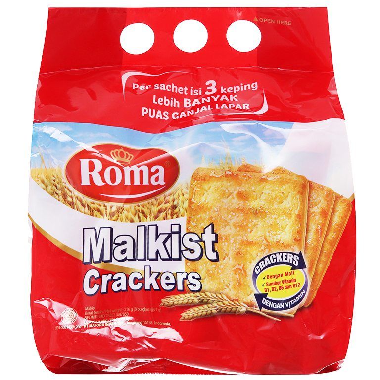 Bánh Quy Roma Malkist Crackers Gói 135G/216G Bánh Quy Giòn Ăn Béo Vị Sữa - Nhập Khẩu Chính Hãng Indonesia