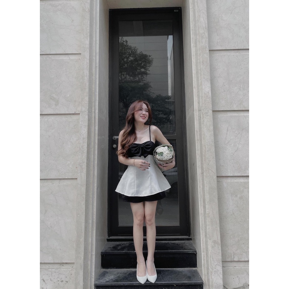 Sét bộ đồ nữ áo 2 dây phối nơ ngực kèm quần đùi