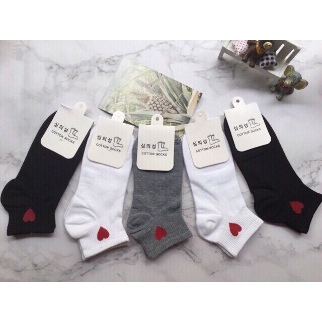 [Giá sỉ] Set 10 Đôi Tất Cổ Tim Hàn Quốc Cotton Siêu Đẹp Loại 1
