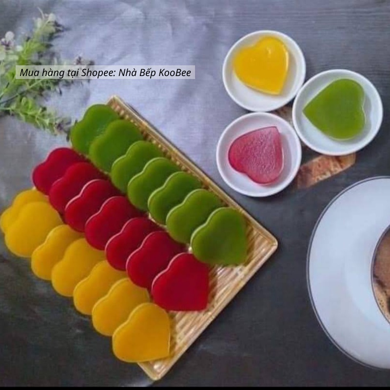 Hộp bánh flan trái tim - Khuôn làm bánh da lợn, thạch rau câu, bánh xu xê, caramen CÓ NẮP CHỊU NHIỆT KHÔNG MÙI