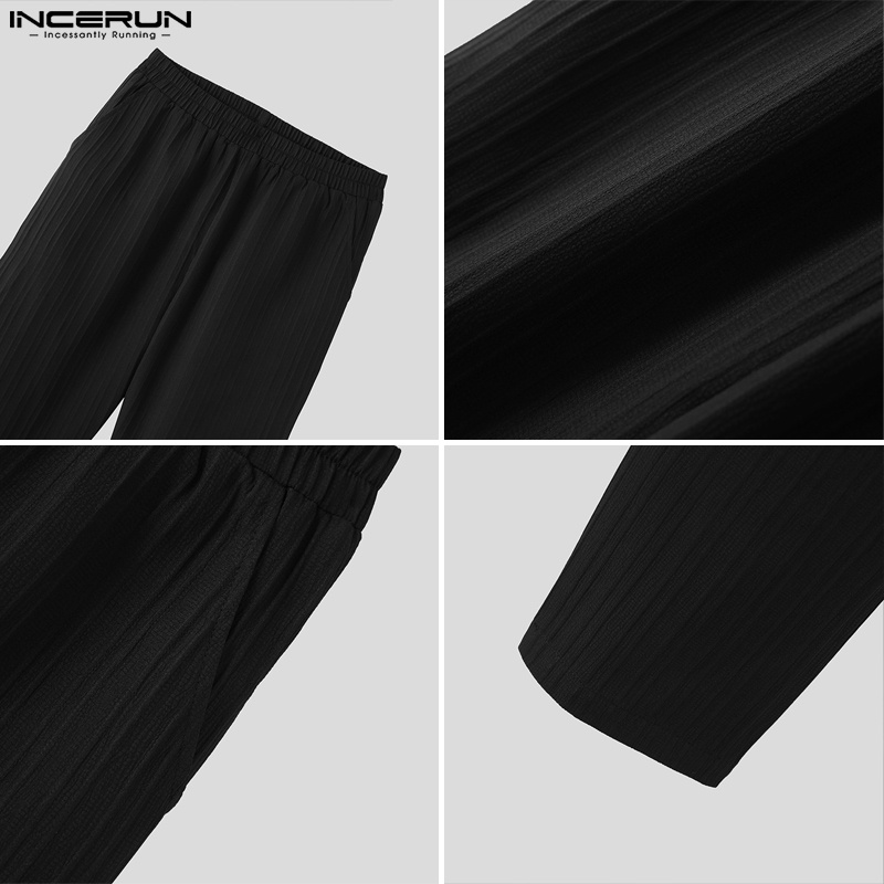 Bộ áo sơ mi dài tay và quần dài lưng thun INCERUN thời trang nam tính