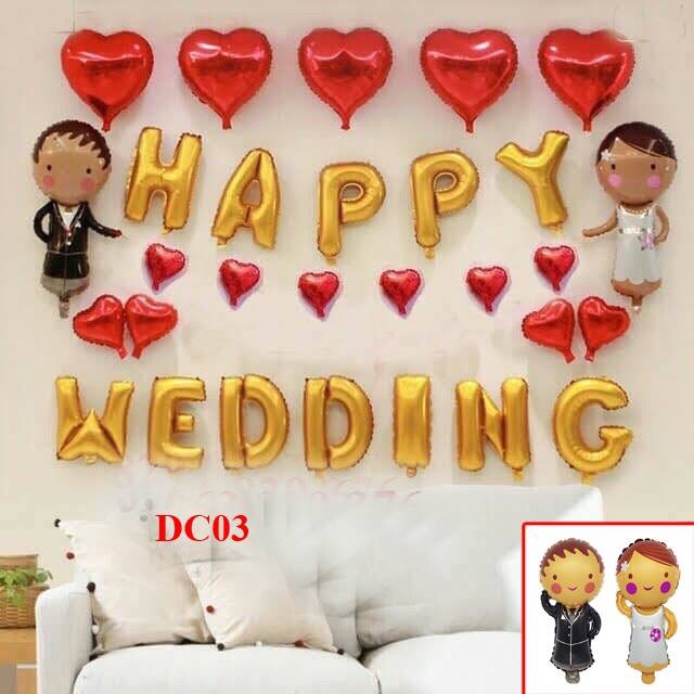 Set Bóng Trang Trí Phòng Cưới Tân Hôn Happy Wedding Nhiều Mẫu