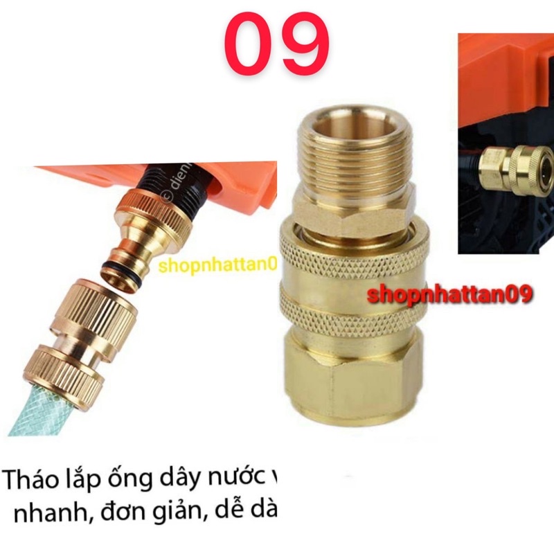 Bộ khớp nối nhanh đầu vào Đồng- Bộ đầu ra máy rửa xe áp lực cao - phụ kiện máy rửa xe