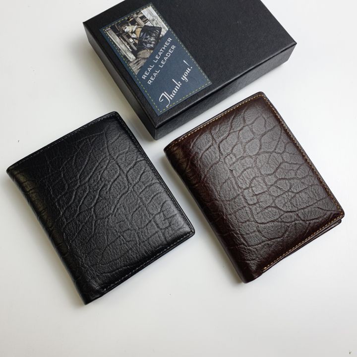Ví đứng da bò thật 100% vân voi WS114  - BH 3 năm
